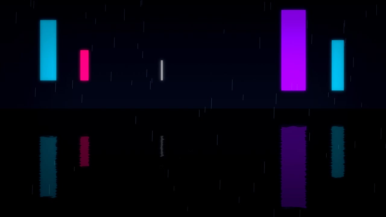 Abstract Neon Light Bars Reflecting on Dark Water Surface