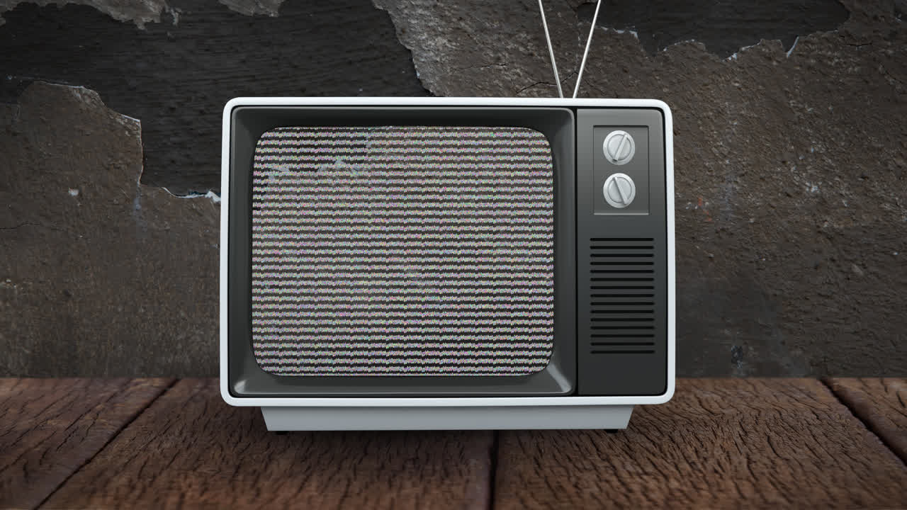 4k 화면에 정적이있는 오래된 텔레비전