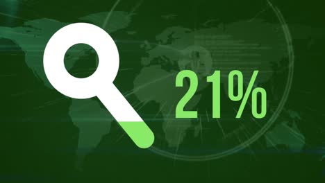 magnifying glass shape and percentage filling in colour and world network