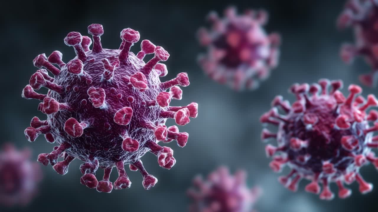 Visualizzazione dettagliata delle strutture virali: Esplorando le complesse caratteristiche superficiali e l'intricata morfologia di microrganismi patogeni al microscopio.