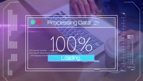 animación del procesamiento de datos sobre el hombre de negocios en la oficina