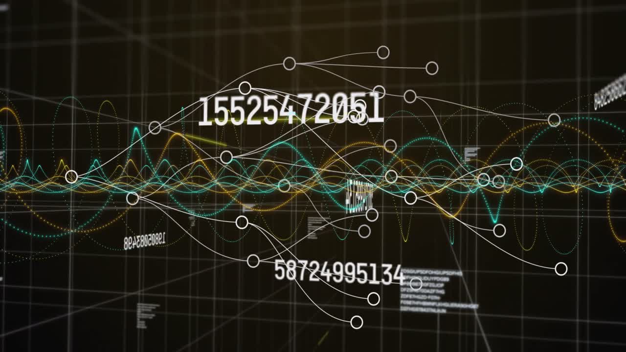 Animation of connections, numbers and data processing
