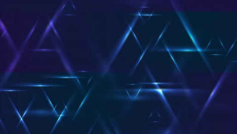abstracto brillante neón azul púrpura triángulos movimiento geométrico fondo animado
