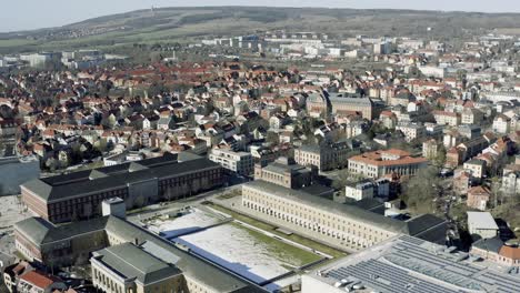 Drone-Aerial-footage-of-Weimar-on-a-sunny-spring-day