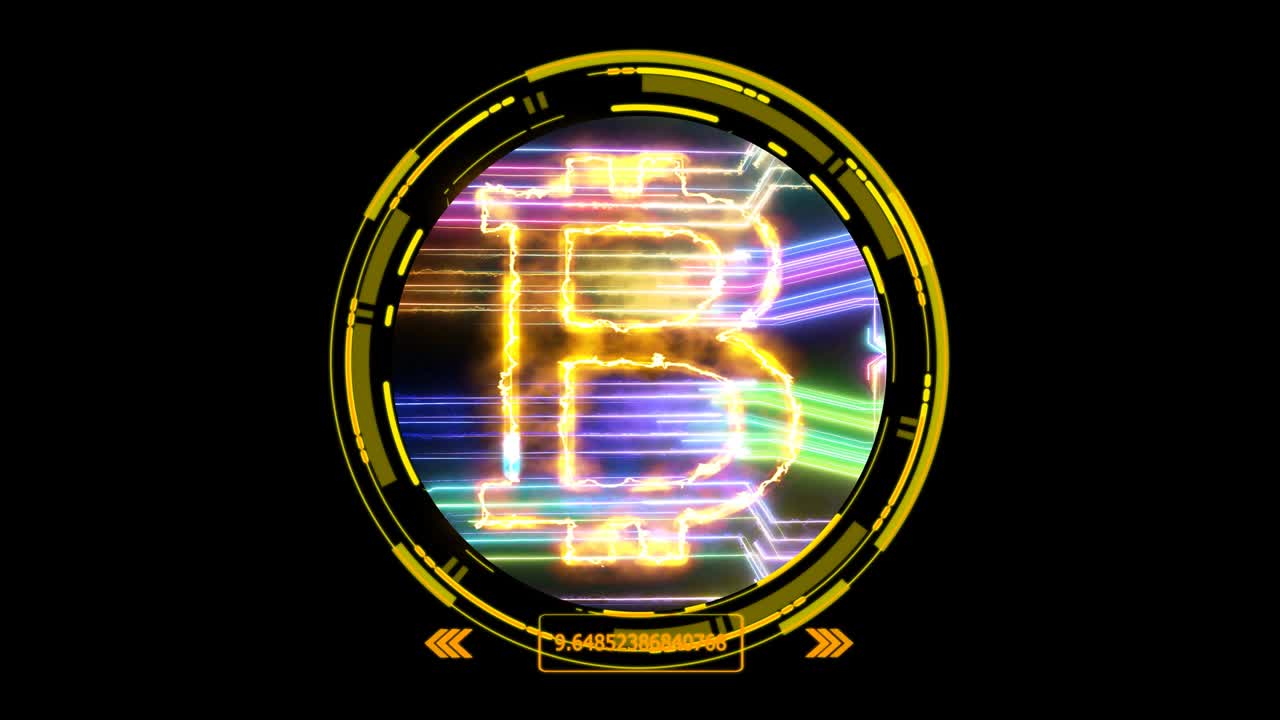 비트코인 빛 효과와 미래의 다채로운 에너지 전력 회로 디지털 템플릿