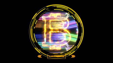 efecto de luz de bitcoin y energía futurista de colores circuito de energía plantilla digital