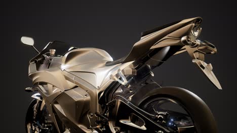 Moto-Sport-Bike-En-Estudio-Oscuro-Con-Luces-Brillantes