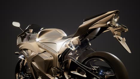 motocicleta deportiva en un estudio oscuro con luces brillantes