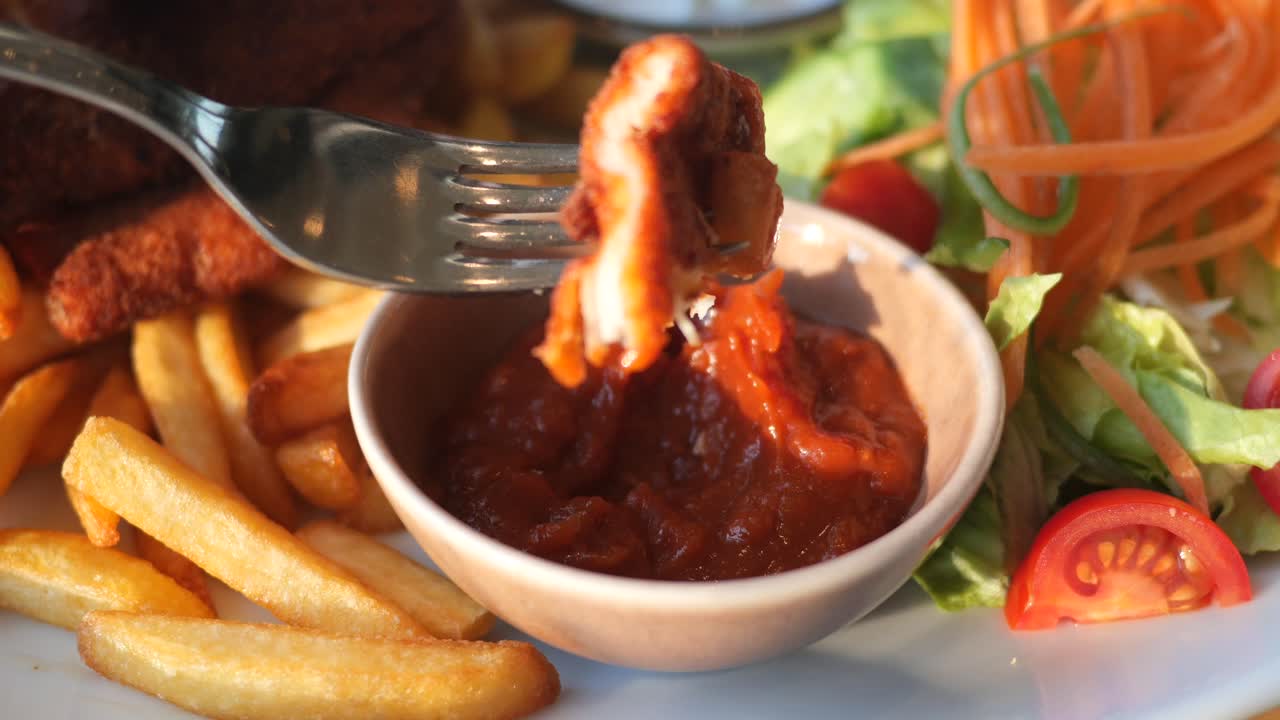 Delicious Chicken with Fries and Salad