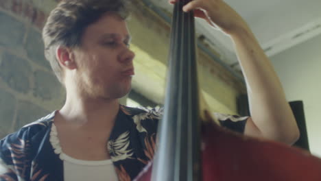 man playing upright bass