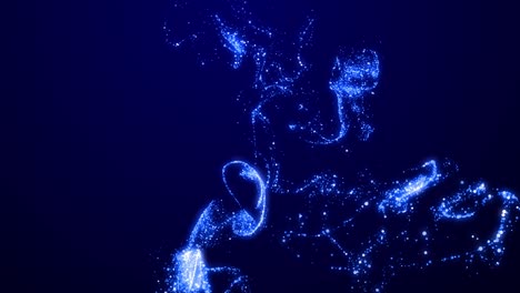 las chispas azules brillan y brillan, girando en un líquido viscoso, coloridas brillando en la luz. fondo de partículas 4k como confeti en aceite. lumma mate como canal alfa. renderizado en 3d.