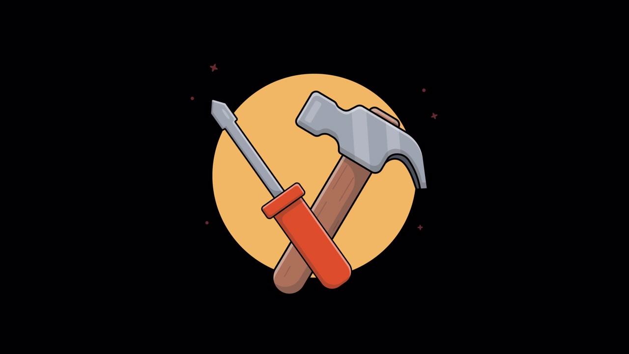 Animated Cartoon Hammer and Screwdriver Tools Illustration