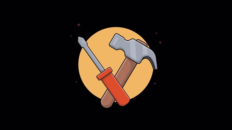 Animated Cartoon Hammer and Screwdriver Tools Illustration