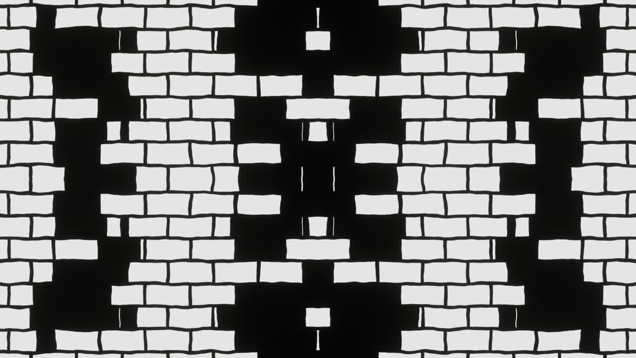 Looped animation of a black and white brick wall