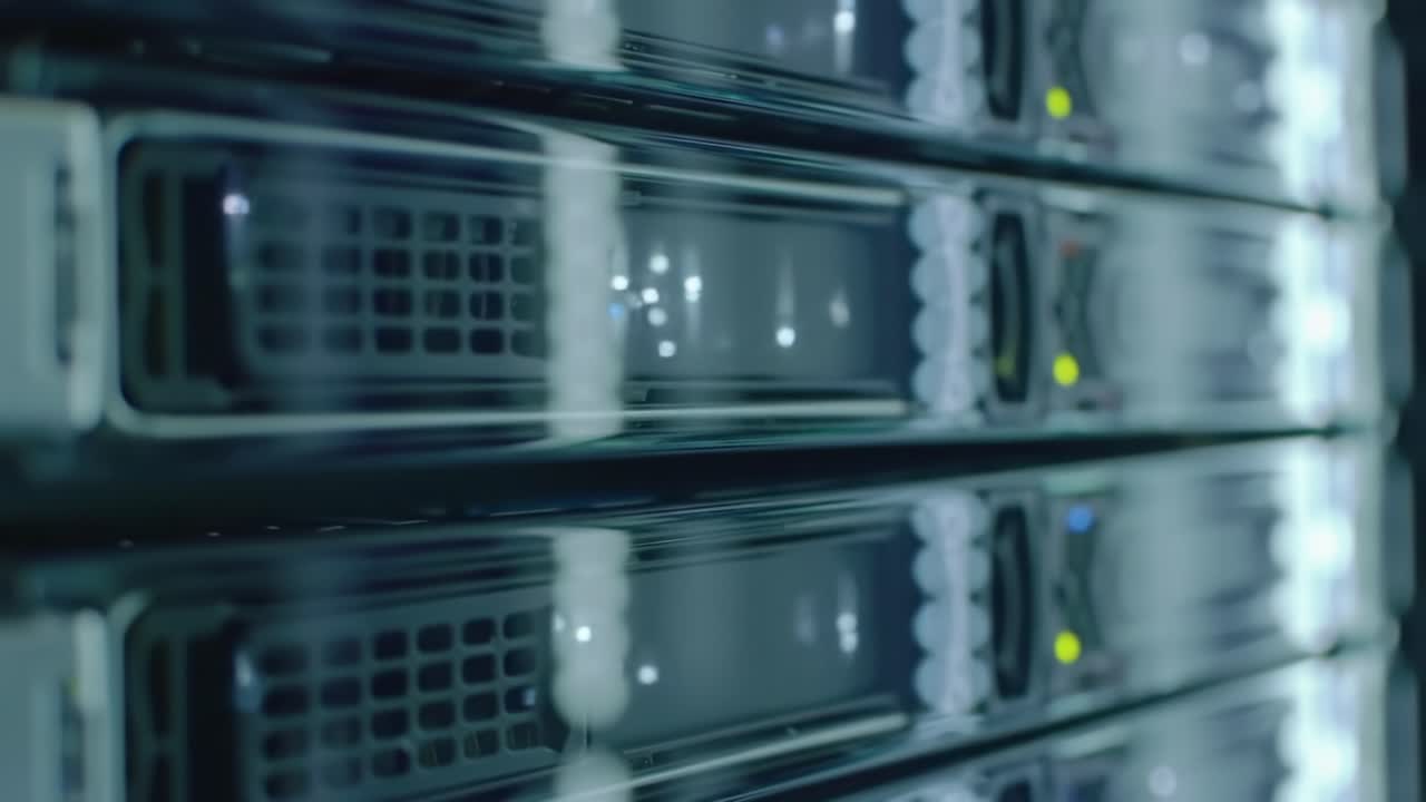 Close-Up Views of Modern Server Racks Showcasing Advanced Technology and Efficient Data Management in a High-Performance Computing Environment
