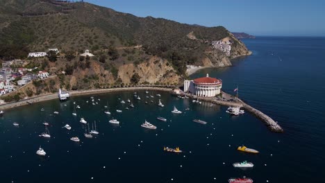 Aerial-video-of-Avalon-Catalina-Island-Casino-4K-Drone-Footage