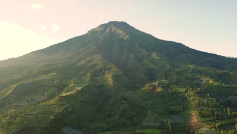 mount sumbing with rural view countryside