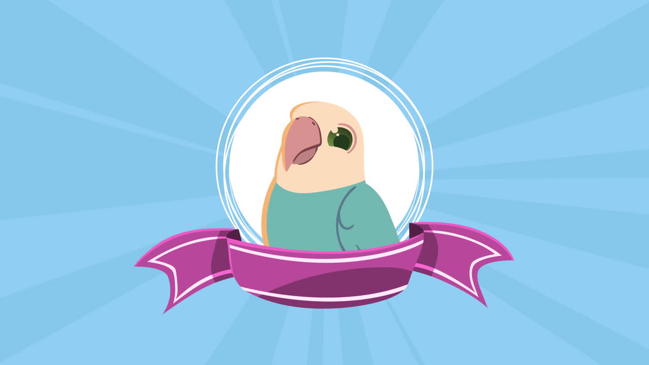 리본 애니메이션에서 귀여운 새