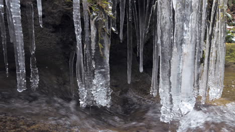 fresh water of mountain flowing in winter