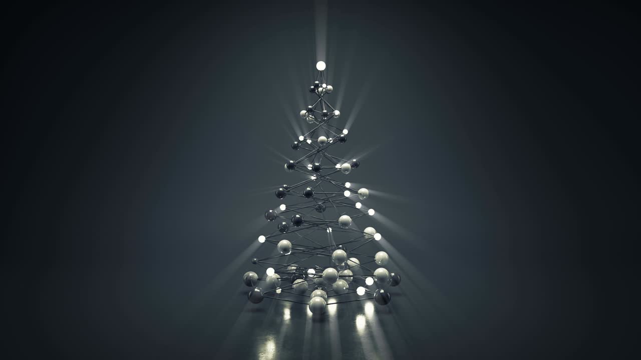 빛나는 미래의 크리스마스 트리 3d 렌더링 원활한 루프 애니메이션