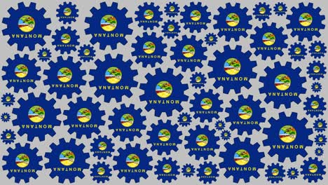 montana us state flag gears spinning background