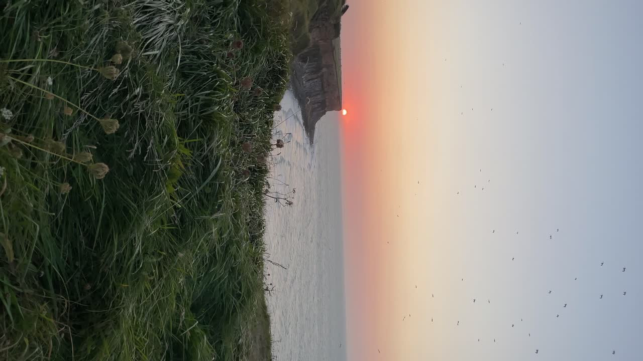 vista a nivel del suelo de la playa de aterrizaje del día d en una magnífica puesta de sol