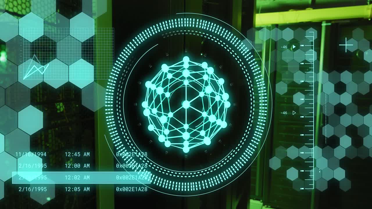 데이터 처리 및 서버 을 이동하는 모양의 애니메이션