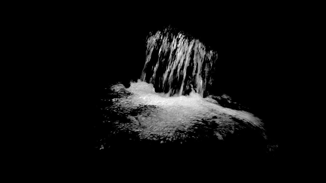 검은 바탕에 있는 폭포, 흐르는 물, 클로즈업