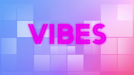 animación de vibraciones texto y formas en fondo azul.