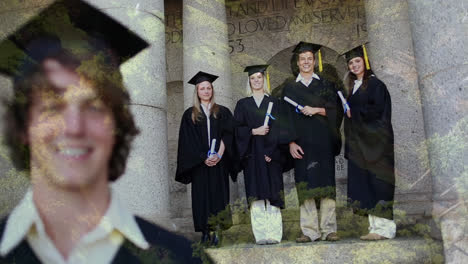 digital composite of students holding degree