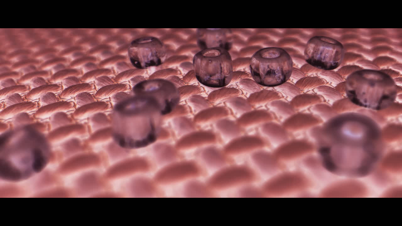 Close-up of Beads on Woven Fabric