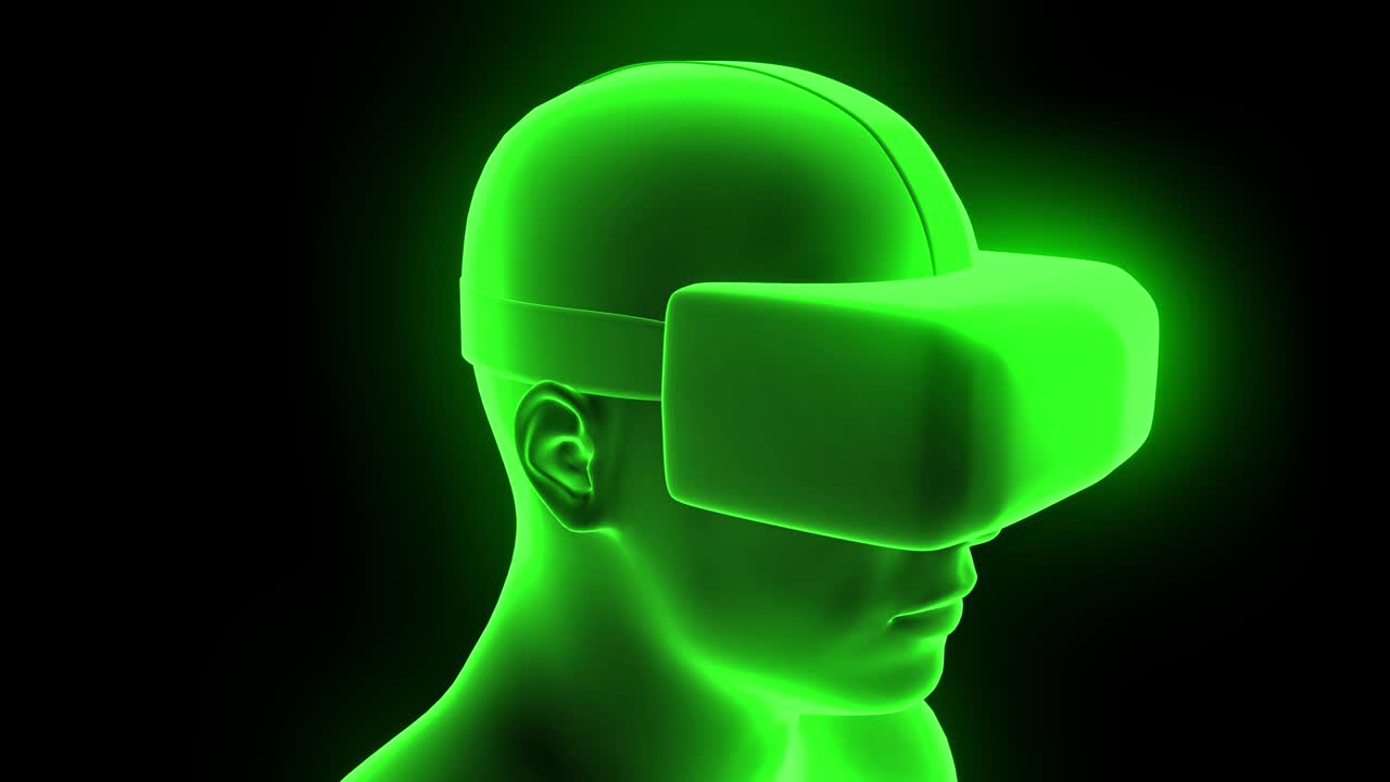 vr (virtual reality headset) hologramma futuristico animazione hmd game tech loop 4k