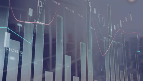 Animation-of-multiple-graphs-with-changing-numbers-over-building-against-cityscape