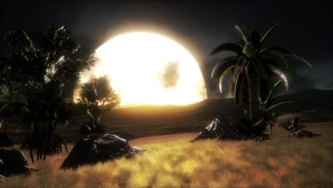 puesta de sol en las dunas de arena