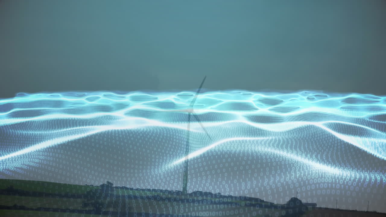 풍력 터빈에서 데이터 처리의 애니메이션