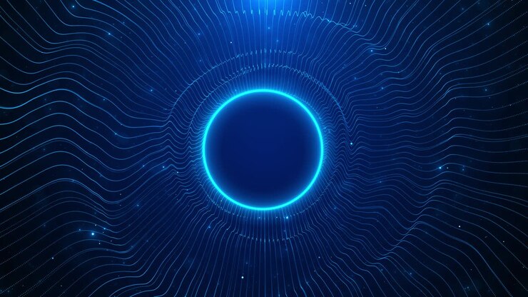 Sfondo tecnologico astratto con particelle scintillanti, tunnel cibernetico futuristico astratto con forma di spazio, mappa dell'interfaccia utente