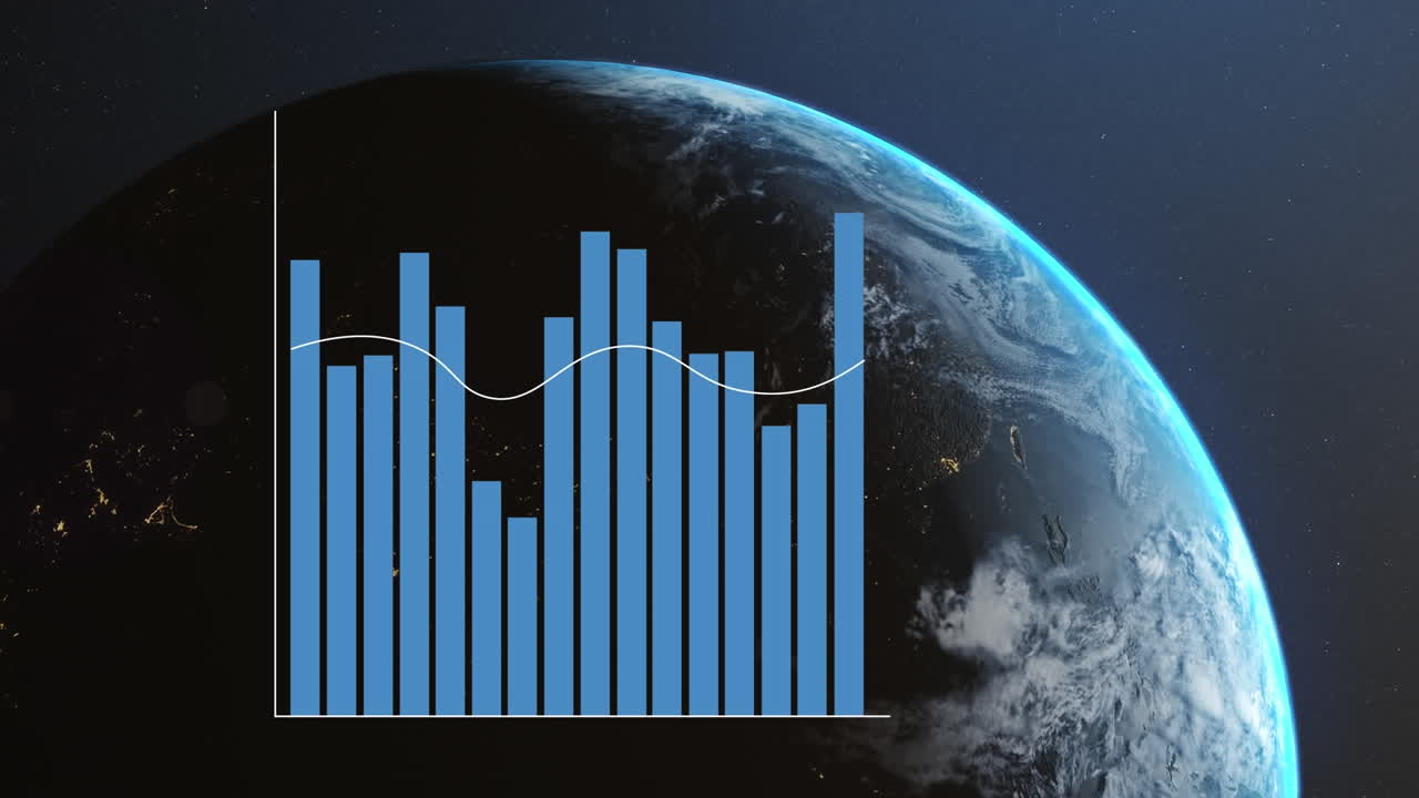 анимация графика над земным шаром и военно-морским пространством