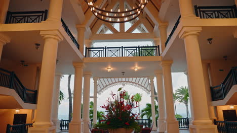 panoramic view of luxury beach resort lobby