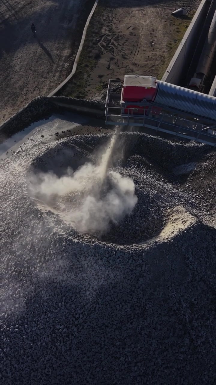 Large quarry site with rock processing and transport in action