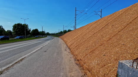 pov shot of countryside highway road leading to city in greece