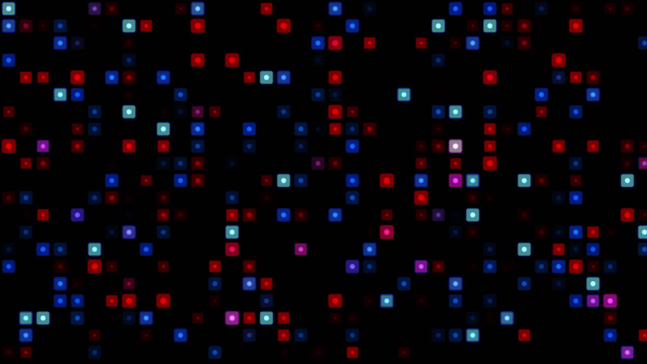 Mesmerizing Cyber Network: Vibrant Blinking and Flickering Neon Grids in a Dynamic Abstract Dark Red Blue Animation Background