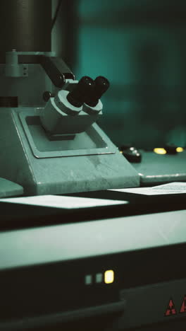 primer plano de un microscopio en un laboratorio