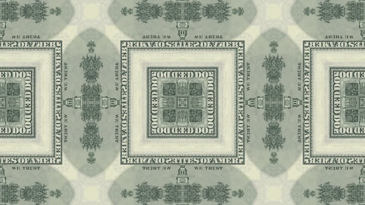 abstracto gráfico de movimiento mosaico de bucle sin costuras con billetes de dinero en dólares. fondo de animación de negocios creativos