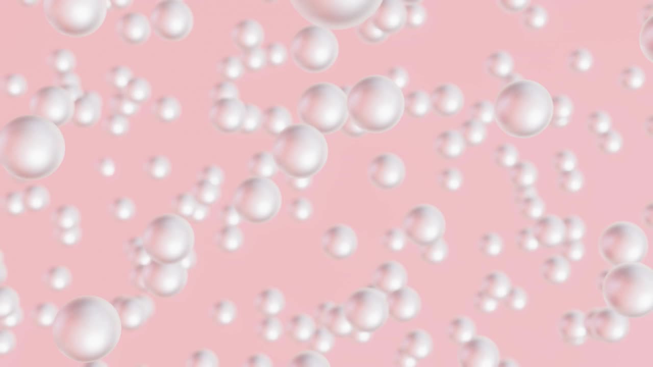 화려한 색 바다 진주가 분홍색 배경에서 날아가는 3d 렌더링