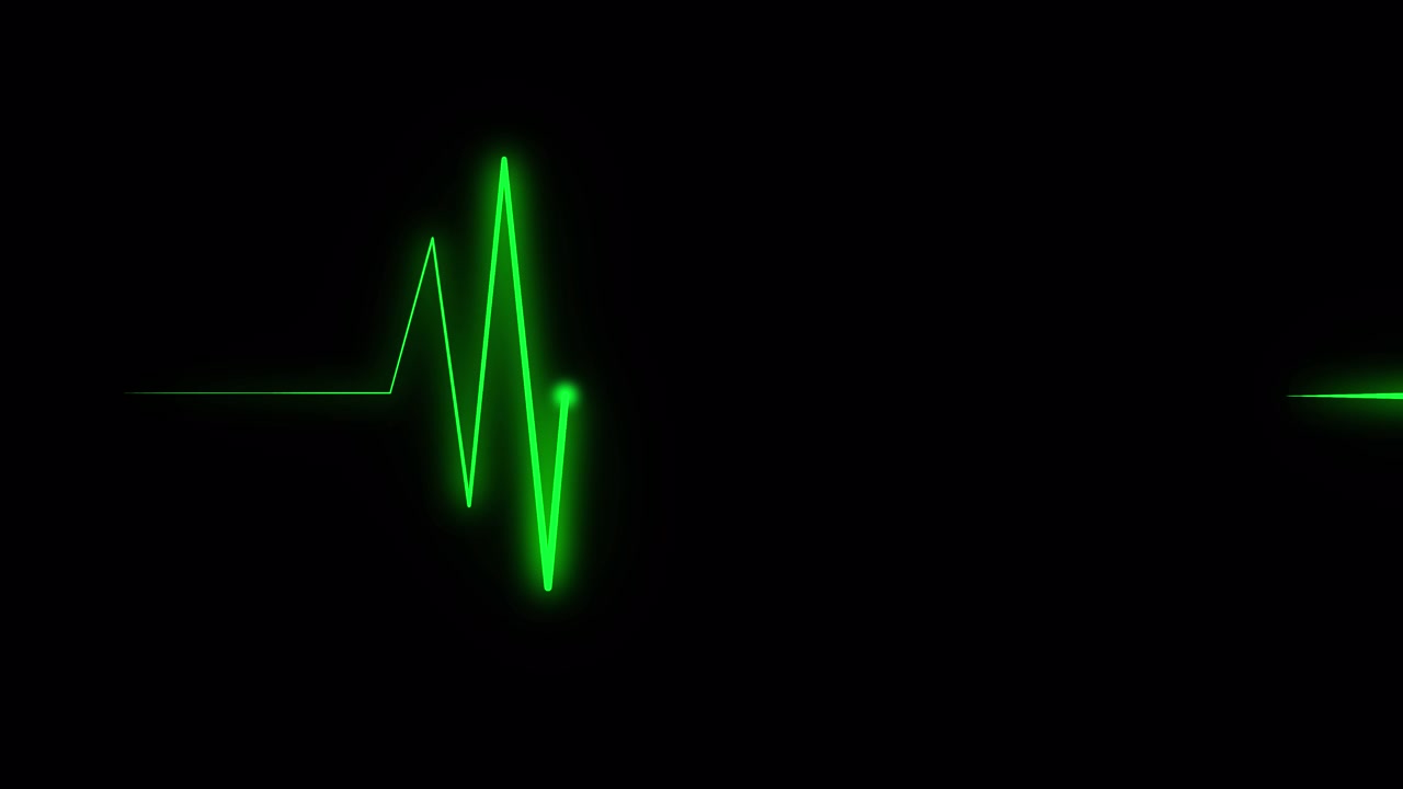 Linea verde del monitor ECG con battito cardiaco su sfondo nero