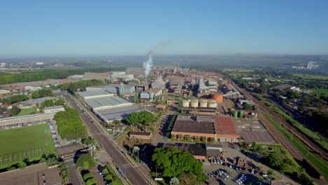 huge cotton processing factory in brazil - aerial approach