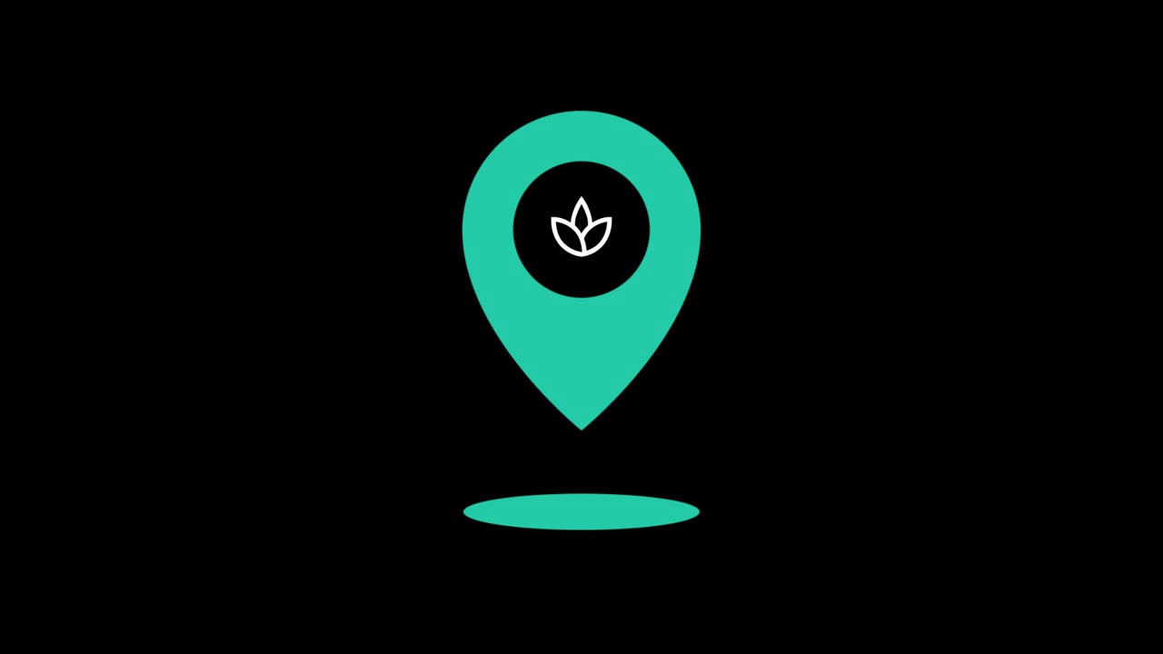 Animated Green Map Location Pins with Leaf Icons