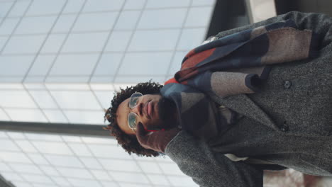 businessman on a phone call in a city