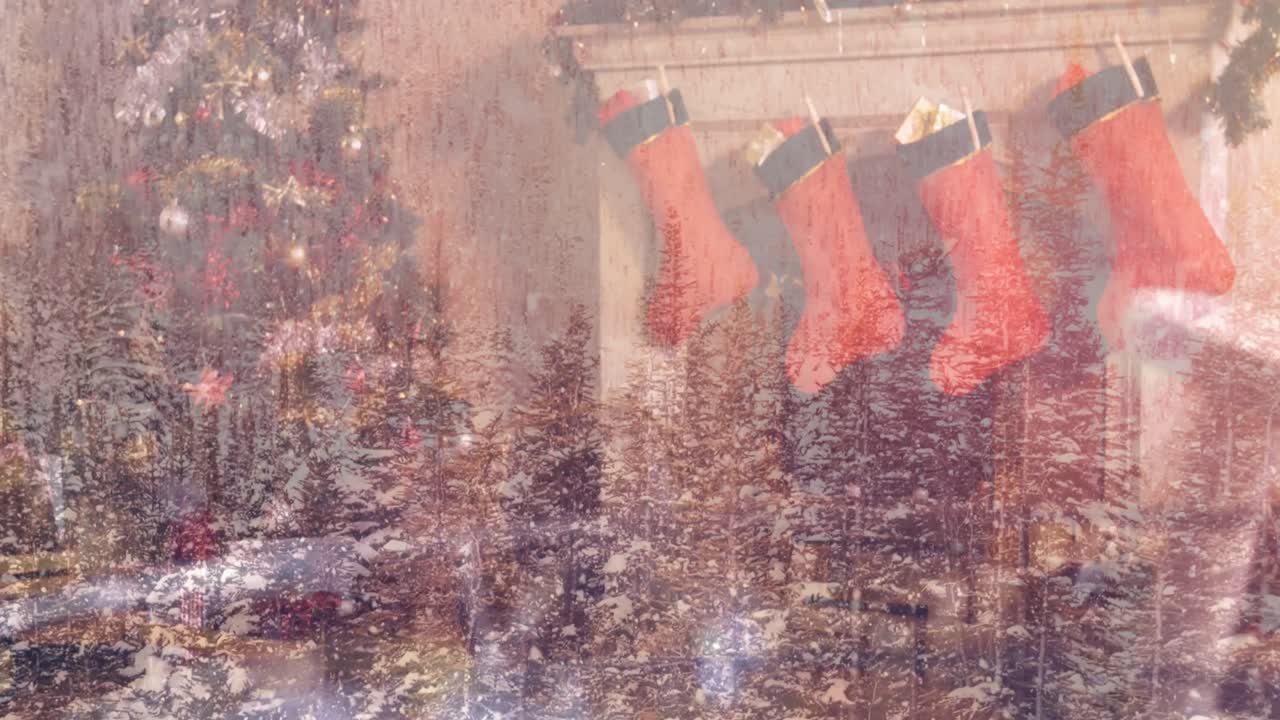 크리스마스 장식 위에 겨울 풍경의 애니메이션