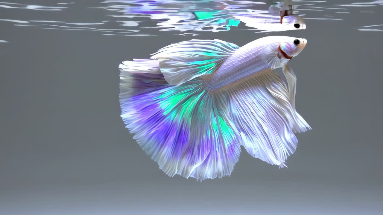 White Betta Fish with Vibrant Fins